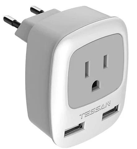 2 pin European plug with USBs